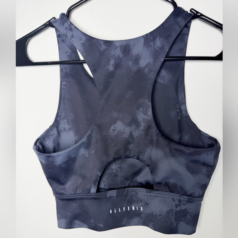 AllFenix Women's Gray Tie-Dye Tank Top Black Built in bra Activewear workout S